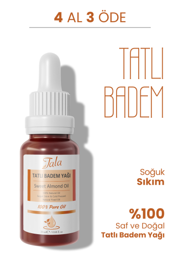 %100 Saf ve Doğal Tatlı Badem Yağı Soğuk Sıkım 20 Ml